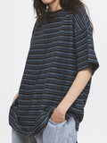 Striped Print Oversized Short Sleeve Tee