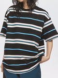 Contrast Stripe Print Oversized Short Sleeve Tee