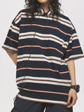 Contrast Stripe Print Oversized Short Sleeve Tee