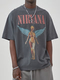 Men's Wing Print Oversized Short Sleeve Tee