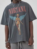 Men's Wing Print Oversized Short Sleeve Tee