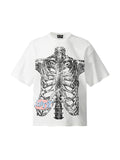 T-shirt surdimensionné à manches courtes imprimé unisexe Skull