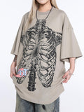 Skull Unisex Print Oversized Short Sleeve Tee