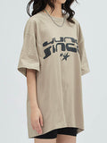 Star Print Oversized Short Sleeve Tee