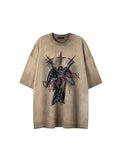 Men's Cross Print Graphic Oversized Short Sleeve Tee