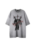 Men's Cross Print Graphic Oversized Short Sleeve Tee