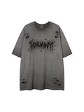 Men's Hole Print Graphic Oversized Short Sleeve Tee