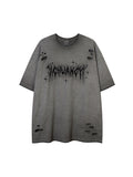 Men's Hole Print Graphic Oversized Short Sleeve Tee