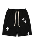 Sweatshirt-Shorts mit Kreuz-Print