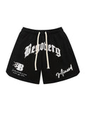 Letter Printed Drawstring Shorts