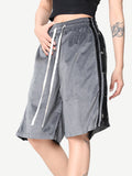 Unisex Drawstring Striped Print Shorts