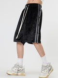 Unisex Drawstring Striped Print Shorts