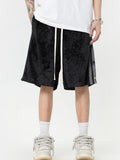 Unisex Drawstring Striped Print Shorts