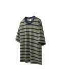 Men's Unisex Stripe Print Oversized Short Sleeve Tee