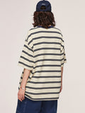 Men's Unisex Stripe Print Oversized Short Sleeve Tee