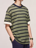 Men's Unisex Stripe Print Oversized Short Sleeve Tee