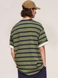 Men's Unisex Stripe Print Oversized Short Sleeve Tee