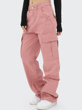 Solid Color Pocket Cargo Pants