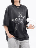 Street Star Print Oversized Short Sleeve Tee