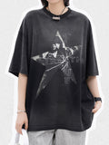 Street Star Print Oversized Short Sleeve Tee