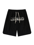 Drawstring letter print Shorts