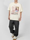 Men's Abstract Letter Print Oversized Short Sleeve Tee