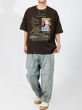 Men's Abstract Letter Print Oversized Short Sleeve Tee