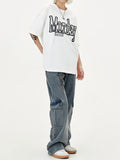 Letter Print Unisex Oversized Short Sleeve Tee