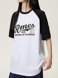 Men's Unisex Raglan Sleeve Printed Oversized Short Sleeve Tee