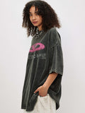 Star Print Oversized Short Sleeve Tee