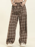 Plaid Print Straight Leg Pants