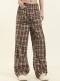 Plaid Print Straight Leg Pants