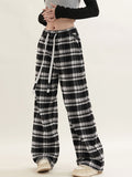 Street Plaid Straight Leg Pants