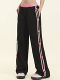 Striped Splicing Wide Leg Pants