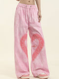 Love Print Wide Leg Pants