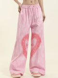 Love Print Wide Leg Pants