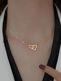 Double Heart Charm Necklace