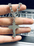 Men's Rhinestone Cross Pendant Chain Necklace