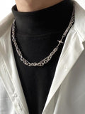 Men's Layered Geometric Link Chain Necklace