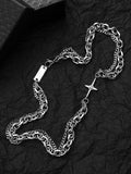 Men's Layered Geometric Link Chain Necklace