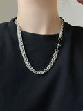 Men's Layered Geometric Link Chain Necklace