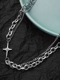 Men's Layered Geometric Link Chain Necklace