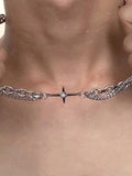 Collier chaîne à maillons géométriques superposés pour hommes