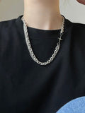 Men's Layered Geometric Link Chain Necklace