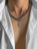 Men's Cross Pendant Cuban Chain Necklace