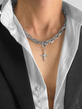 Men's Cross Pendant Cuban Chain Necklace