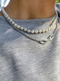 Men's 2pcs Faux Pearl Chain Necklace