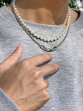 Men's 2pcs Faux Pearl Chain Necklace