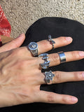 Bague en argent punk 5 pièces pour hommes