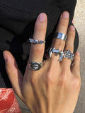 Bague en argent punk 5 pièces pour hommes